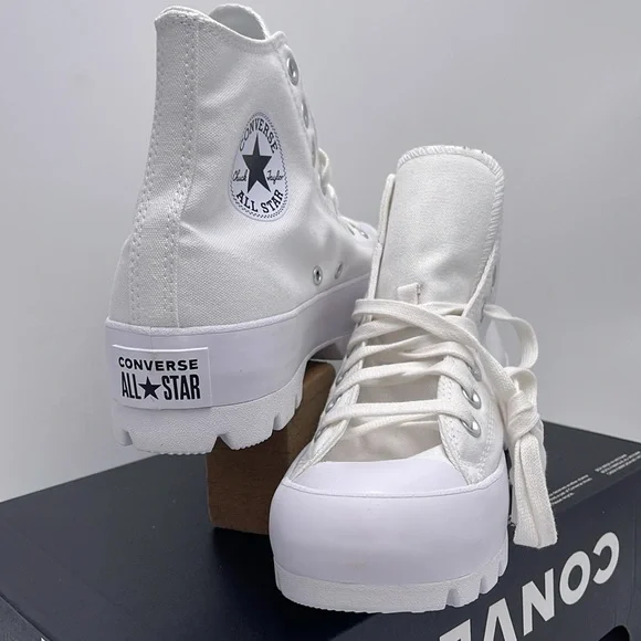 Converse WMNS CTAS LUGGED HI WHITE/BLACK/WHITE 565902C Platforms Sneakers - Picture 8 of 16